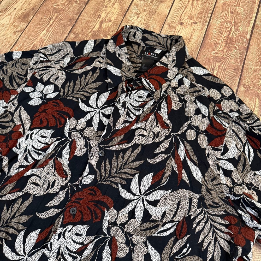 Axcess Hawaiian Button Up Shirt Mens Extra Large Multicolor Tropical Rayon
